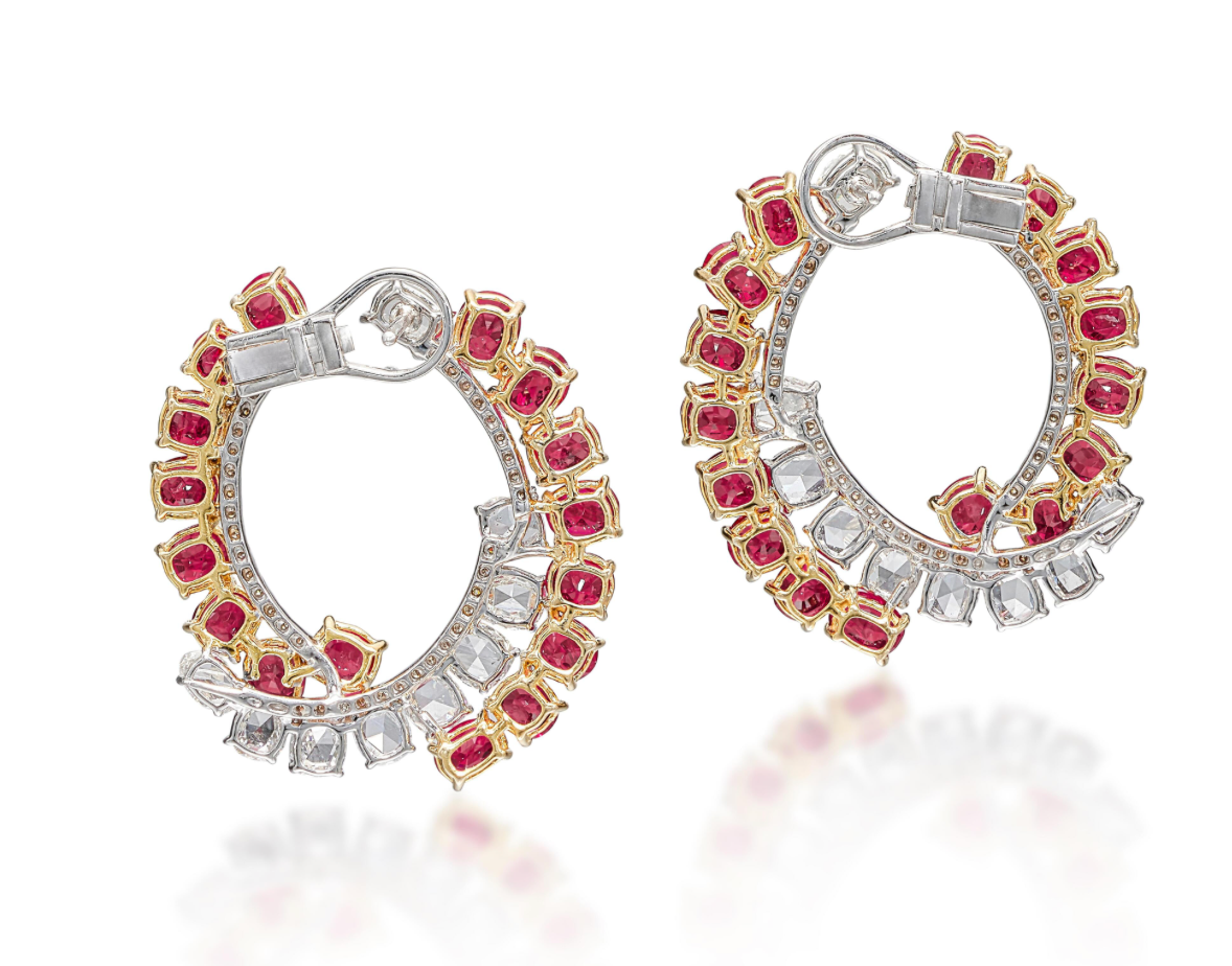 PAIR OF RUBY AND DIAMOND EARRINGS