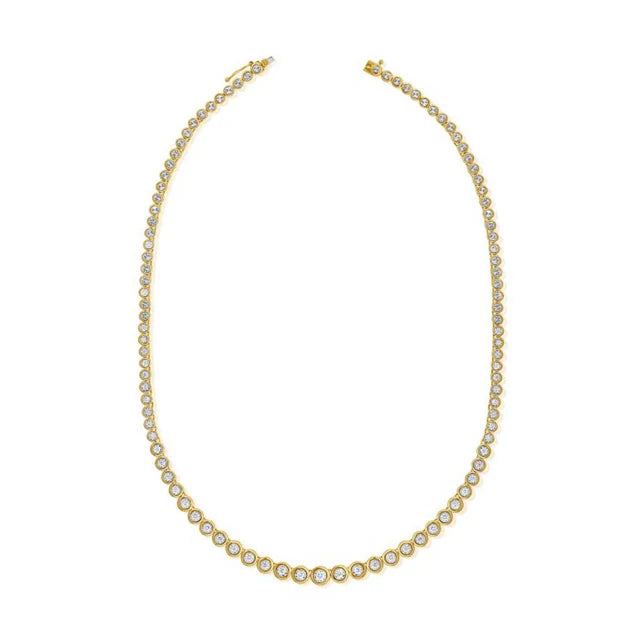 Graduated Bezel Diamond Tennis Necklace