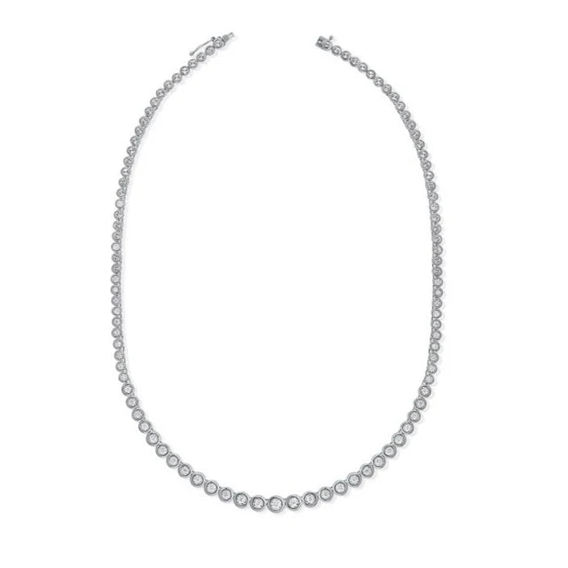 Graduated Bezel Diamond Tennis Necklace
